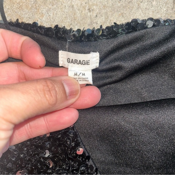 Garage Black Crop Sequin Camisole with Spaghetti Straps - Picture 3 of 3